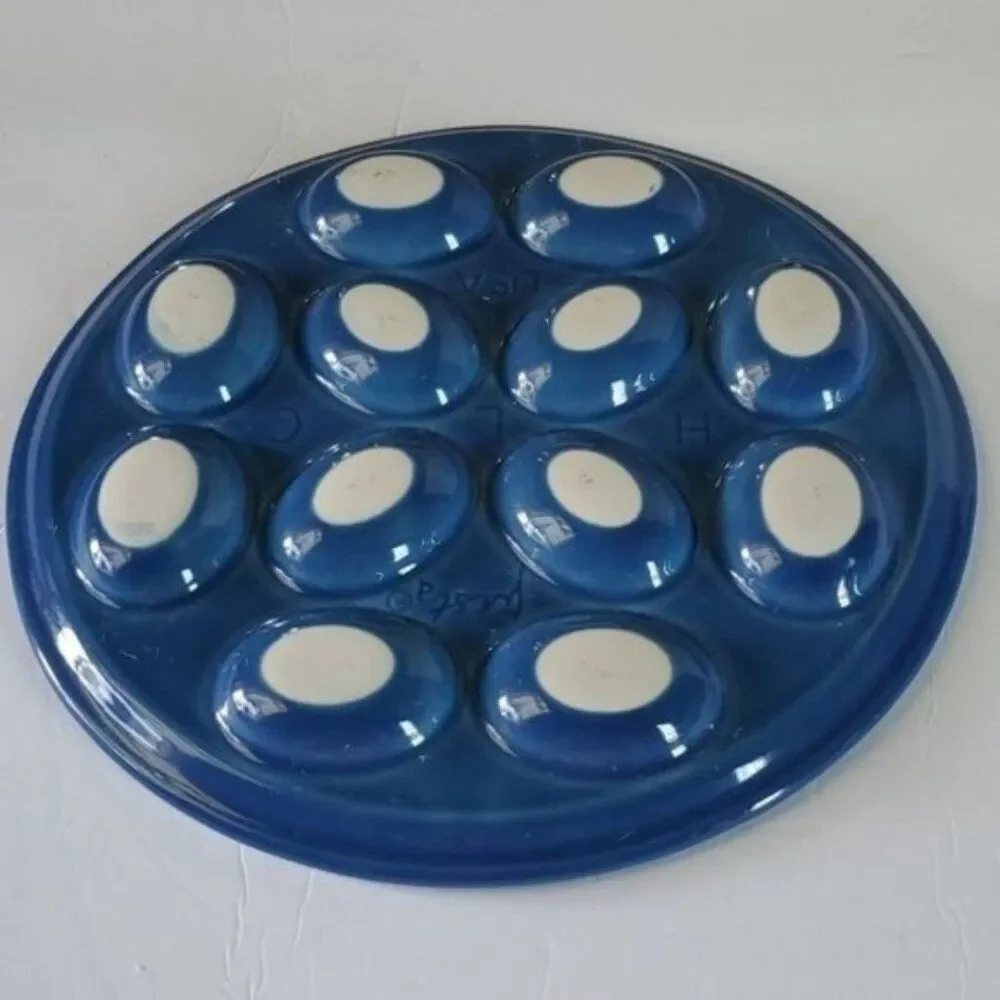 Festaware Fiesta 12 Deviled Egg Plater Plate Tray Blue Lapis Ceramic